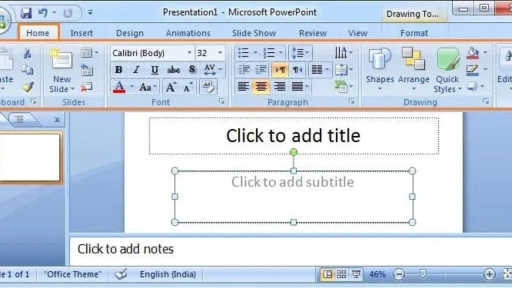MS PowerPoint Home Tab in hindi 