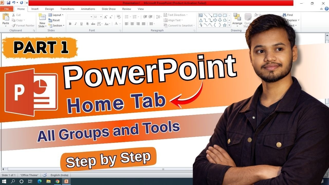 MS PowerPoint Home Tab in hindi